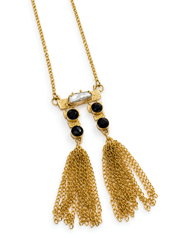 Onyx Cascade Tassel Necklace