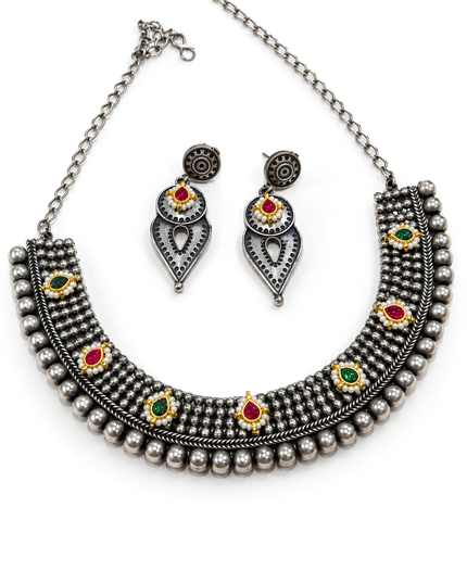 Royal Rani Necklace Set with Multicolor Stones