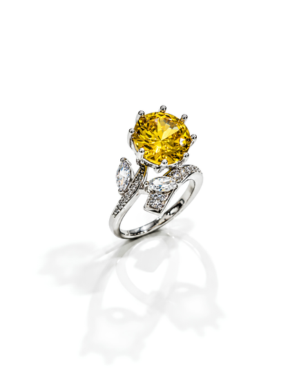Solara Yellow Crystal Statement Ring