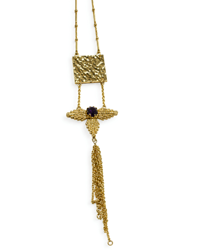 Royal Bee Tassel Pendant Necklace