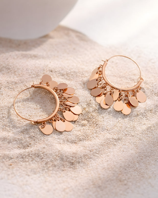 Rage Cascade Coin Hoop Earrings