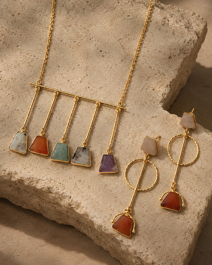 Crag Earthstone Dangle Necklace Set