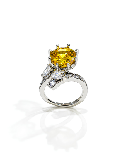 Solara Yellow Crystal Statement Ring