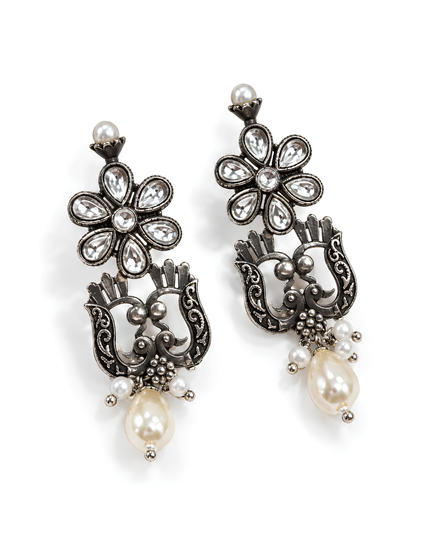 Rama Black Thread Pearl Antique Necklace Set