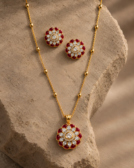 Ruby Bloom - Necklace & Earrings Set