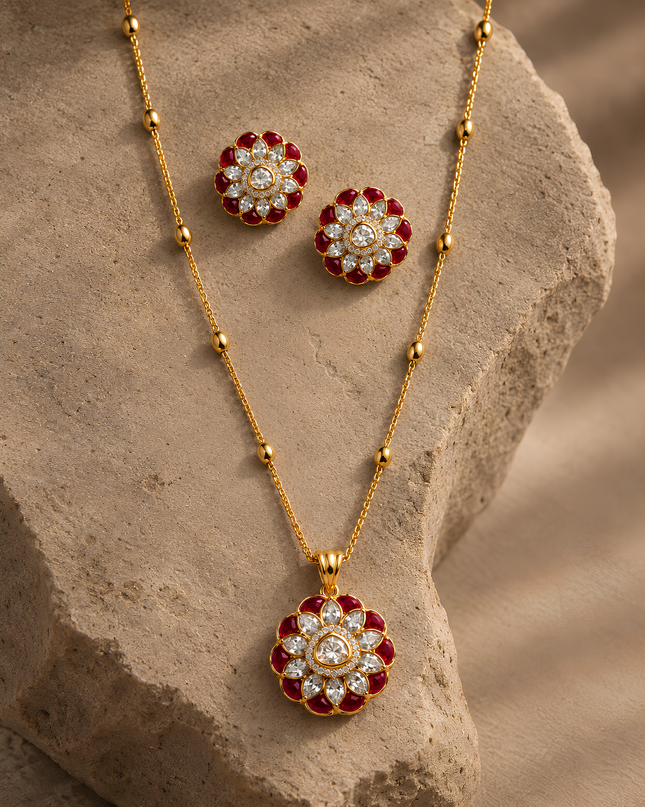 Ruby Bloom - Necklace & Earrings Set
