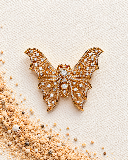 Celestia Golden Butterfly Crystal Brooch