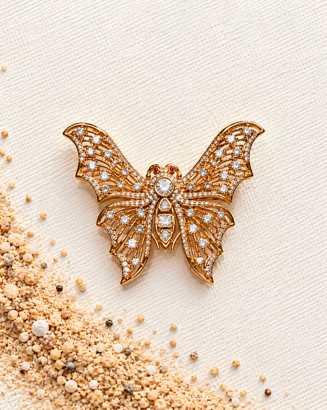 Celestia Golden Butterfly Crystal Brooch