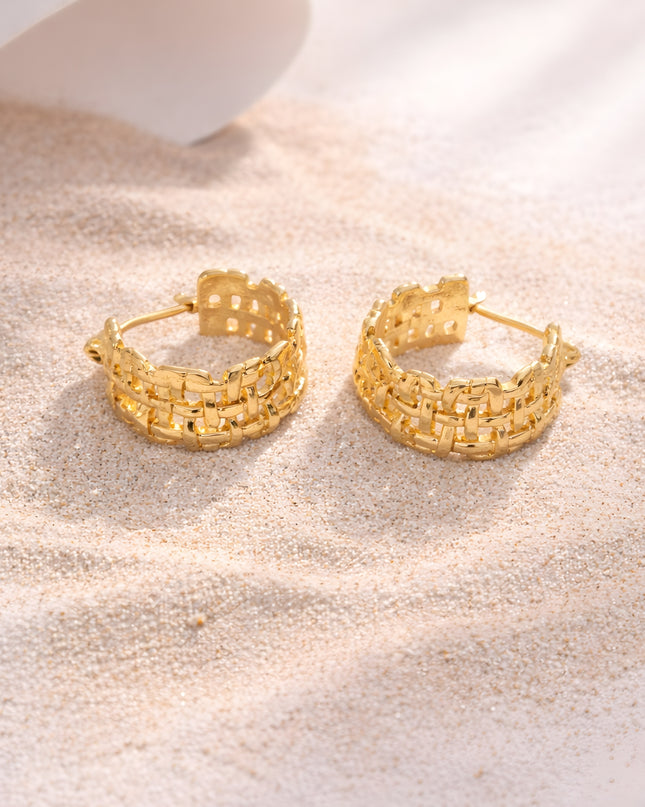 Golden Woven Luxe Hoops