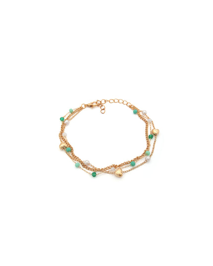 Green Beaded Layered Heart Anklet