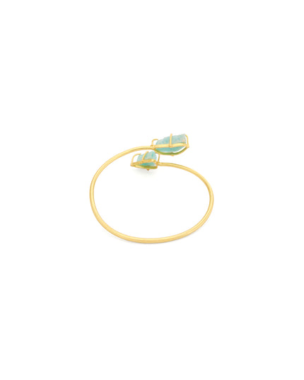 Crag Collection Raw Aqua Stone Gold Bangle