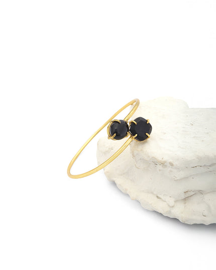 Crag Collection Raw Black Stone Gold Bangle