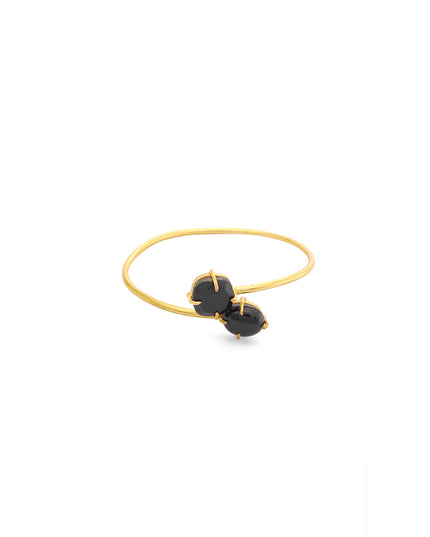Crag Collection Raw Black Stone Gold Bangle