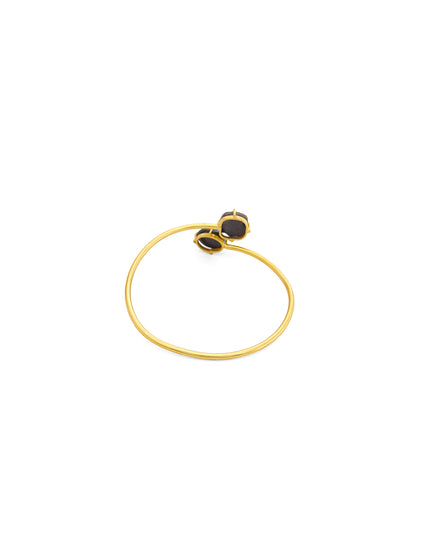 Crag Collection Raw Black Stone Gold Bangle