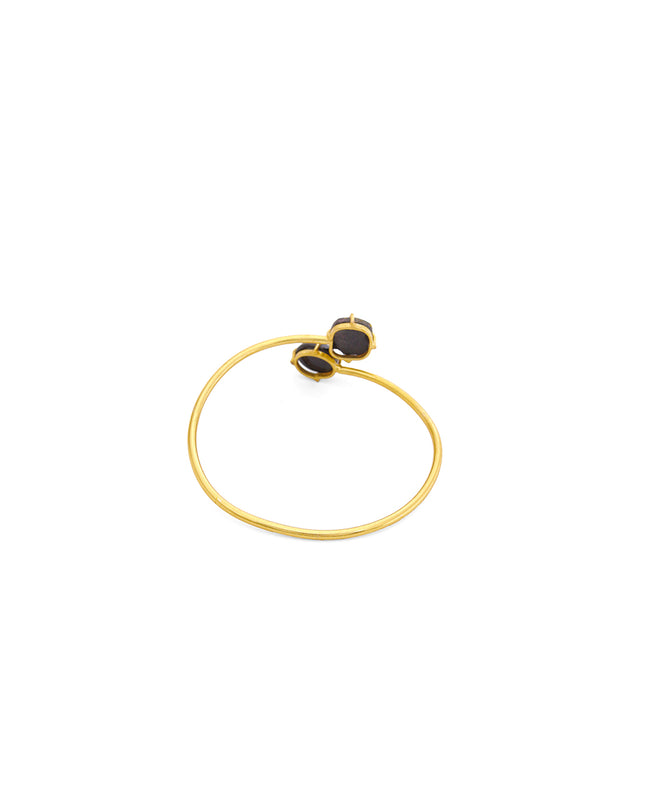 Crag Collection Raw Black Stone Gold Bangle