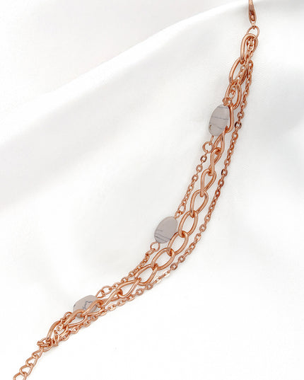 Luna Layered Charm Bracelet – Rose Gold & Marble Accents