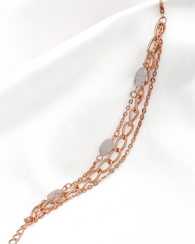 Luna Layered Charm Bracelet – Rose Gold & Marble Accents