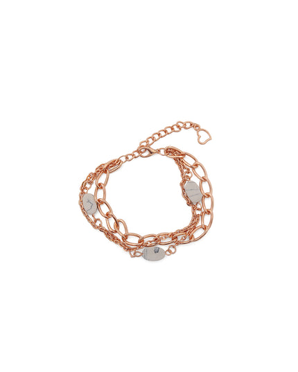 Luna Layered Charm Bracelet – Rose Gold & Marble Accents