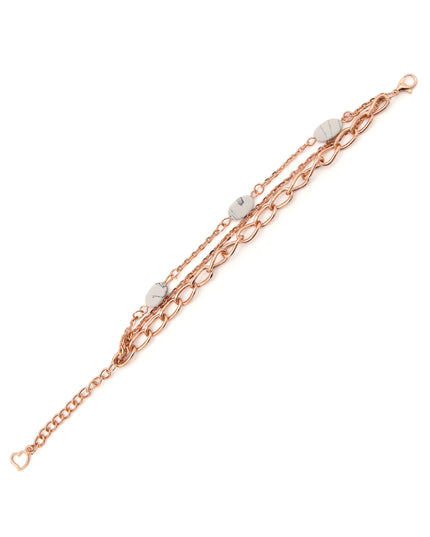 Luna Layered Charm Bracelet – Rose Gold & Marble Accents