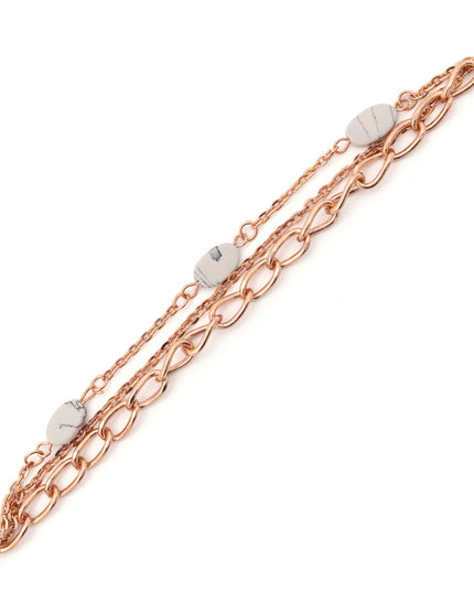 Luna Layered Charm Bracelet – Rose Gold & Marble Accents