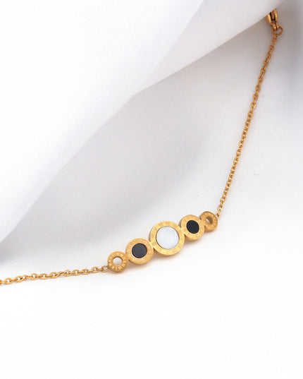 Celeste Circle Bar Bracelet – Gold & Black Enamel