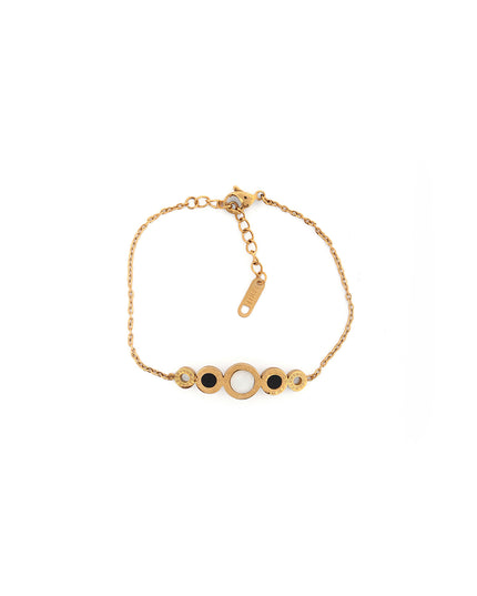 Celeste Circle Bar Bracelet – Gold & Black Enamel