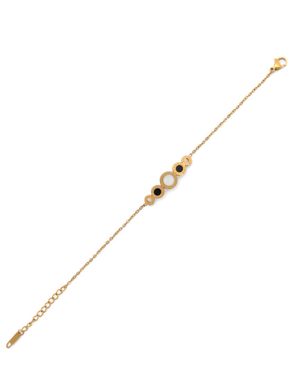Celeste Circle Bar Bracelet – Gold & Black Enamel