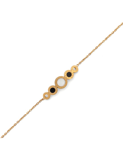 Celeste Circle Bar Bracelet – Gold & Black Enamel