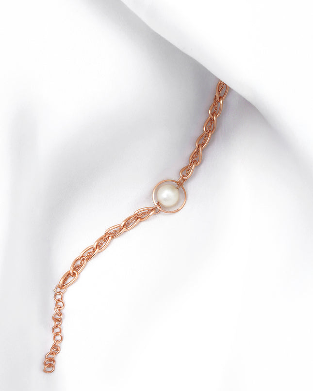 Aurielle Pearl Chain Bracelet – Rose Gold