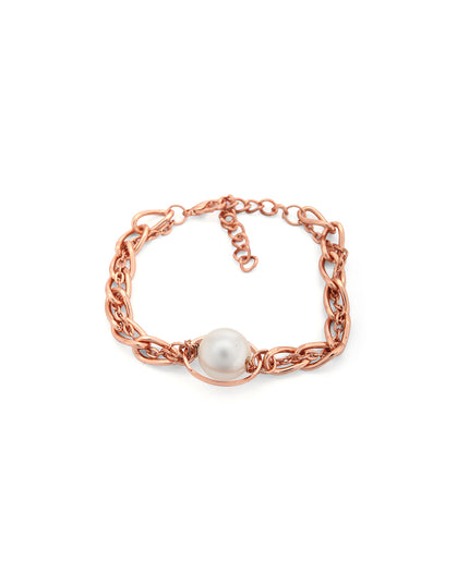 Aurielle Pearl Chain Bracelet – Rose Gold