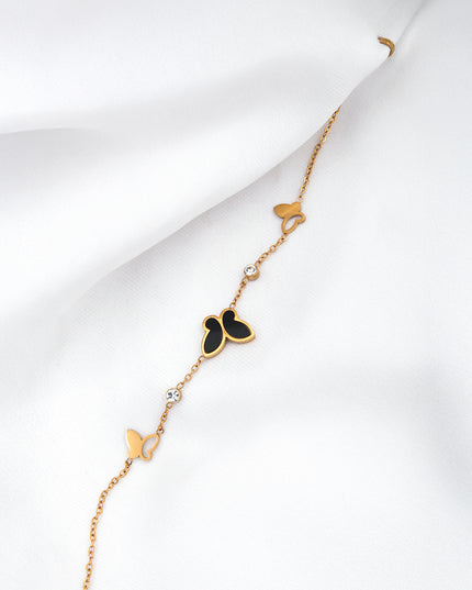 Noir Flutter Butterfly Bracelet – Gold & Black