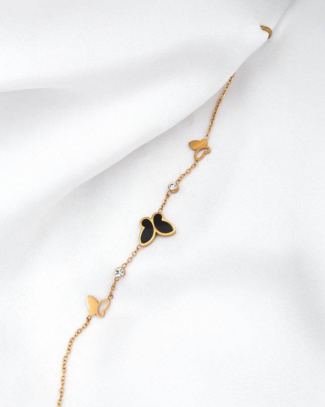 Noir Flutter Butterfly Bracelet – Gold & Black