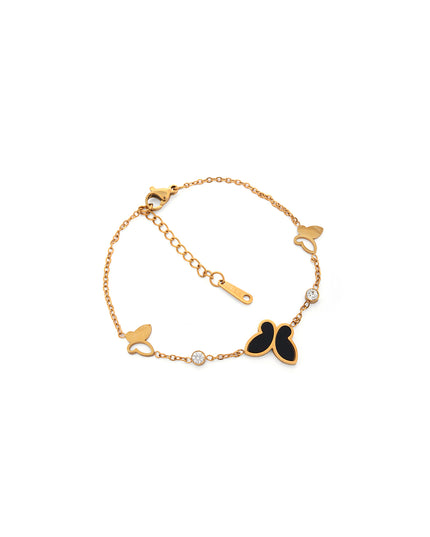 Noir Flutter Butterfly Bracelet – Gold & Black