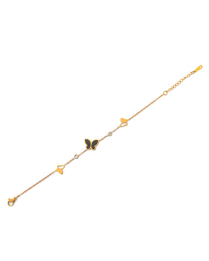 Noir Flutter Butterfly Bracelet – Gold & Black
