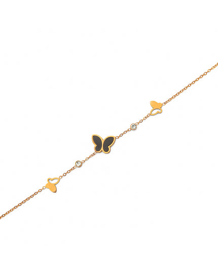 Noir Flutter Butterfly Bracelet – Gold & Black