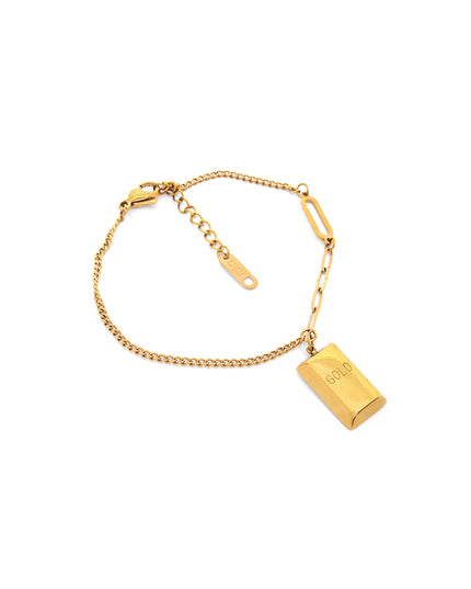 Bold Luxe Gold Bar Charm Bracelet