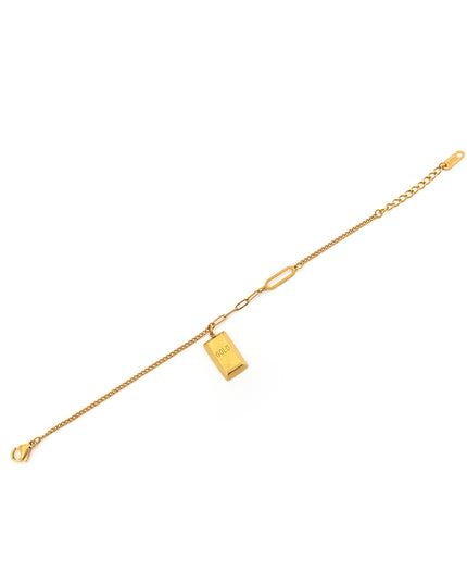 Bold Luxe Gold Bar Charm Bracelet