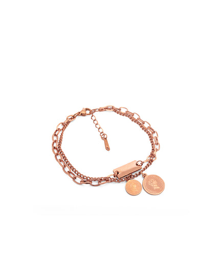 Rose Gold Coin Layered Charm Bracelet