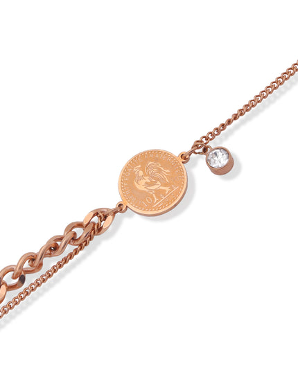 Coin Charm Layered Bracelet