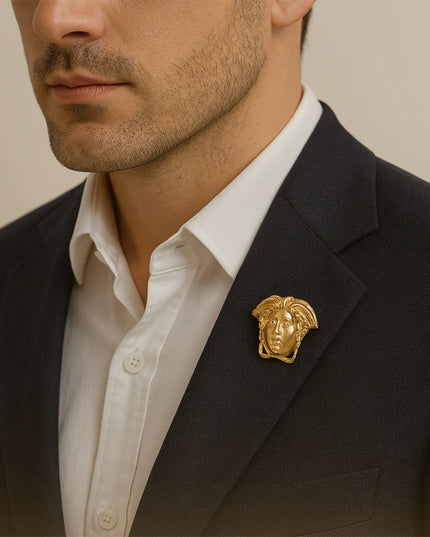 Brother's Luxe Rakhi Combo – Versace Brooch & Camel Cufflinks | Premium Gift Set