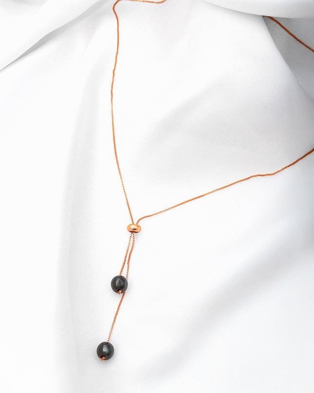 Noir Pearl Lariat chain