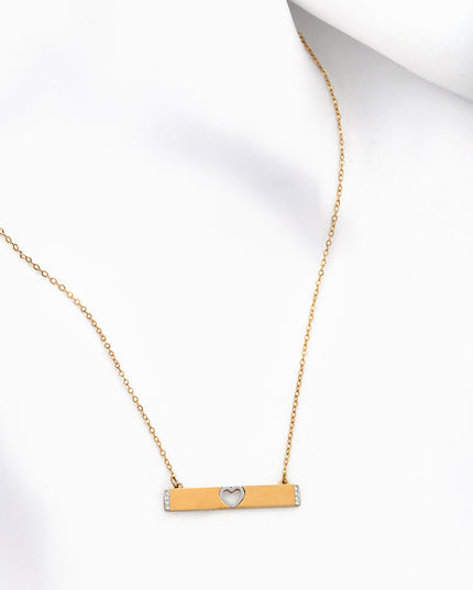 Dual Tone Heart Bar Fancy Chain