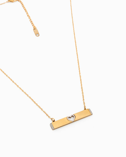 Dual Tone Heart Bar Fancy Chain