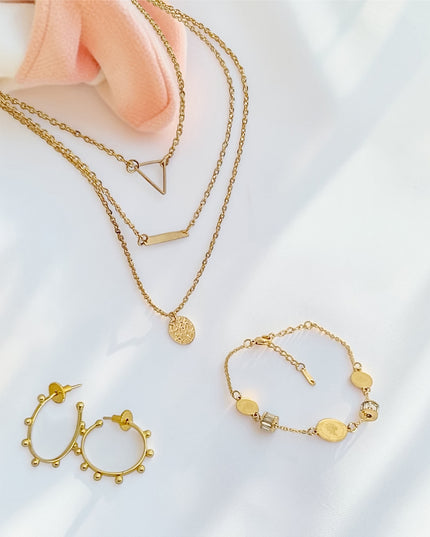 Rakhi Combo Collection – Layered Chain, Bracelet & Hoop Earrings Gift Set