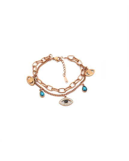Layered Evil Eye Charm Bracelet
