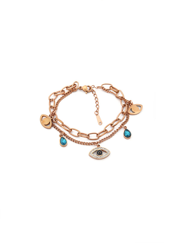 Layered Evil Eye Charm Bracelet