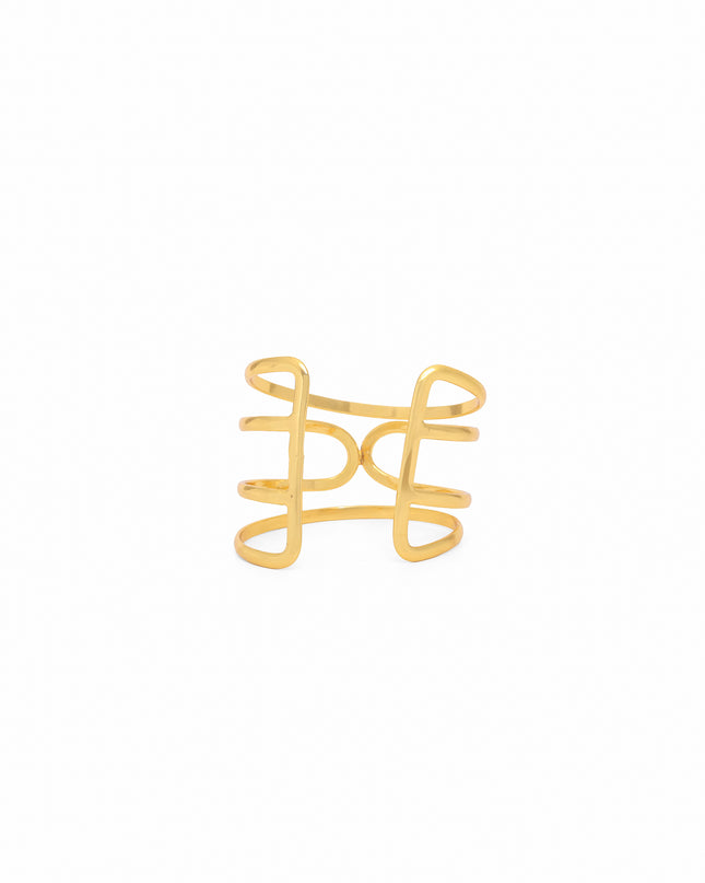 Gold-Tone Multi-Layer Open Cuff Bracelet