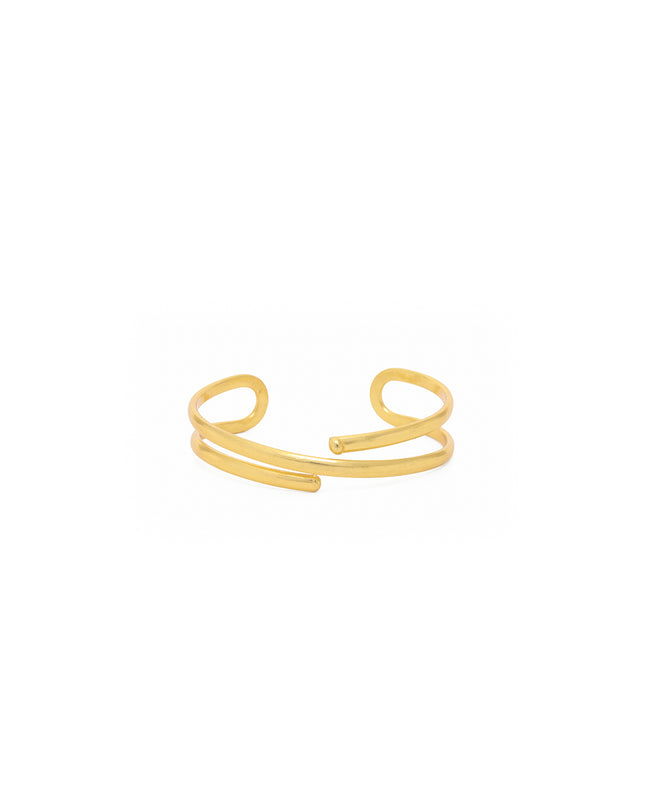 Gold-Tone Double Line Open Cuff Bracelet