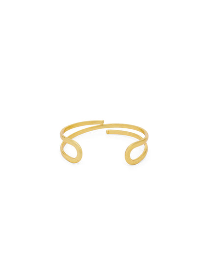 Gold-Tone Double Line Open Cuff Bracelet