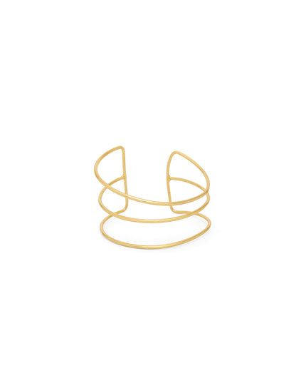 Gold-Tone Abstract Multi-Line Open Cuff Bracelet